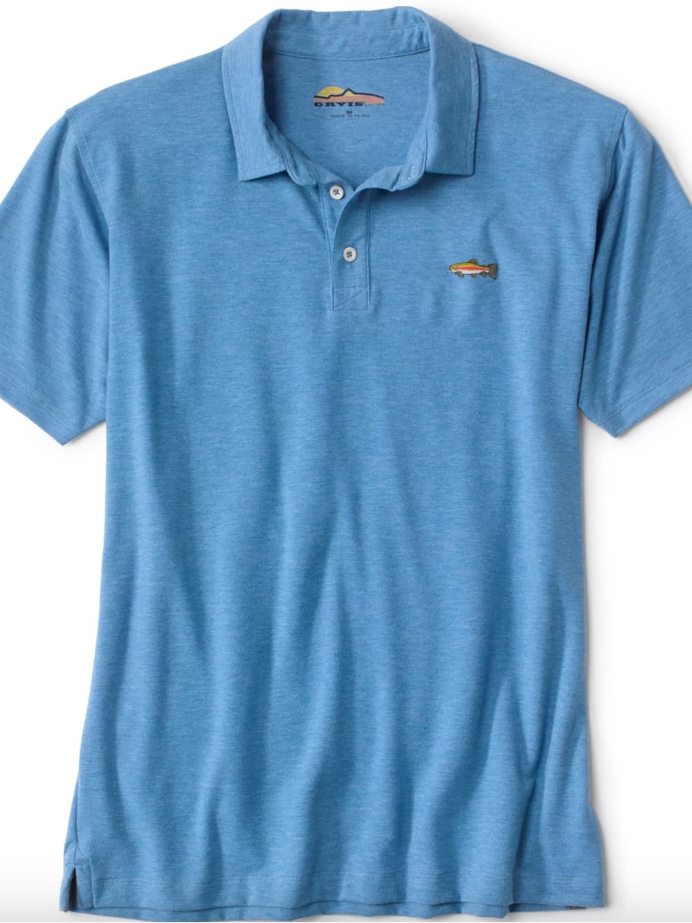Orvis x D. Stewart Anglers Performance Polo Shirt w/ Trout Patch, Blue – Size XL